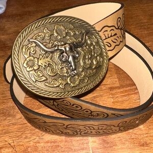 SHEIN Tan and Gold Western Belt